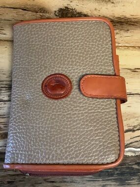 Dooney & Bourke Gray and Orange Pebbled Leather Wallet